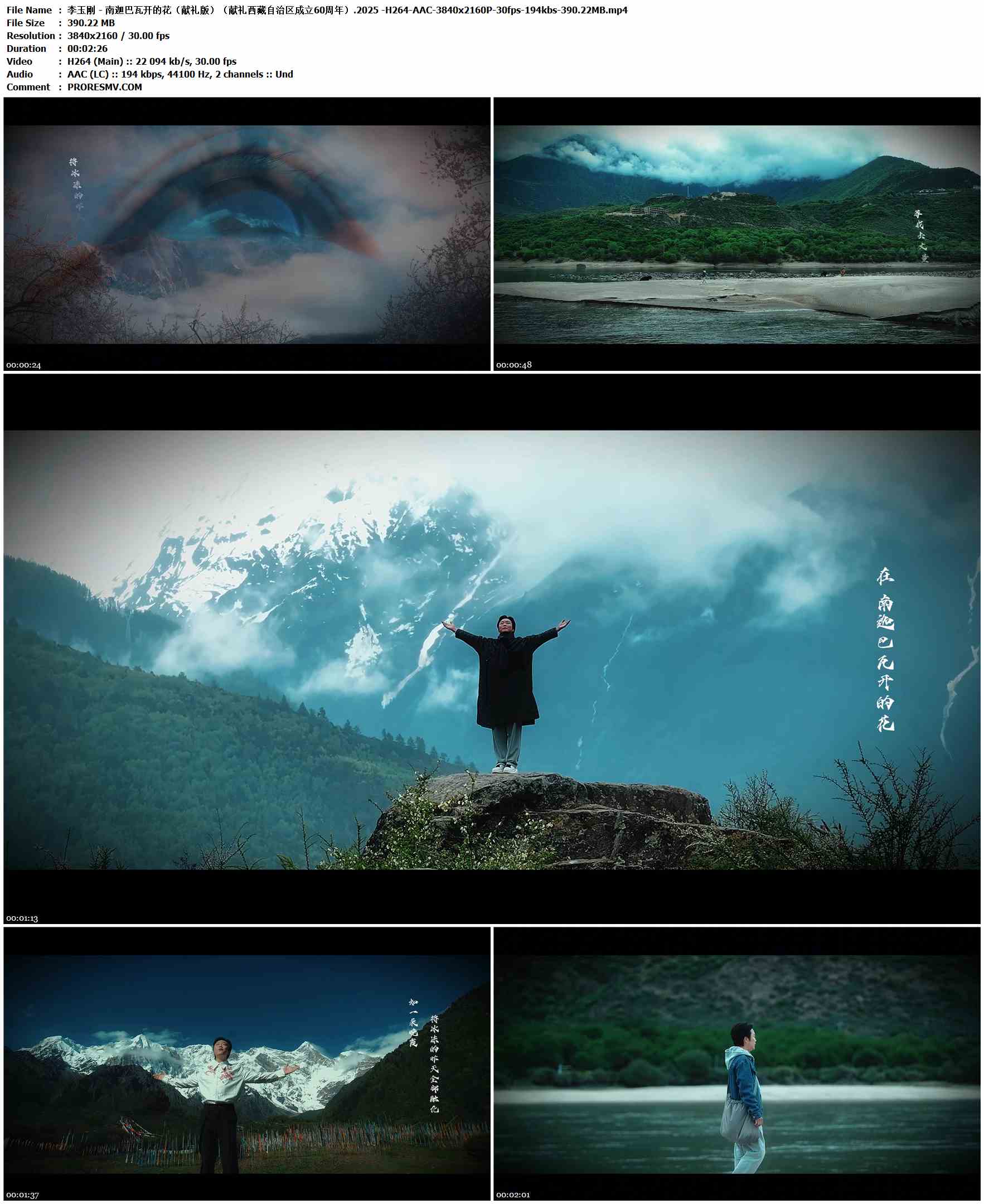 李玉刚 - 南迦巴瓦开的花（献礼版）（献礼西藏自治区成立60周年）.2025 -H264-AAC-3840x2160P-30fps-194kbs-390.22MB官方MV_高清MV